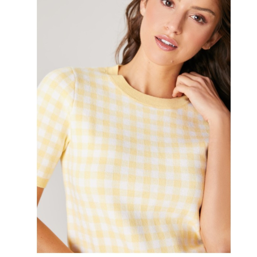 SUGARLIPS Pastel Yellow Checks 2-Piece Skirt Set - Picture 5 of 6